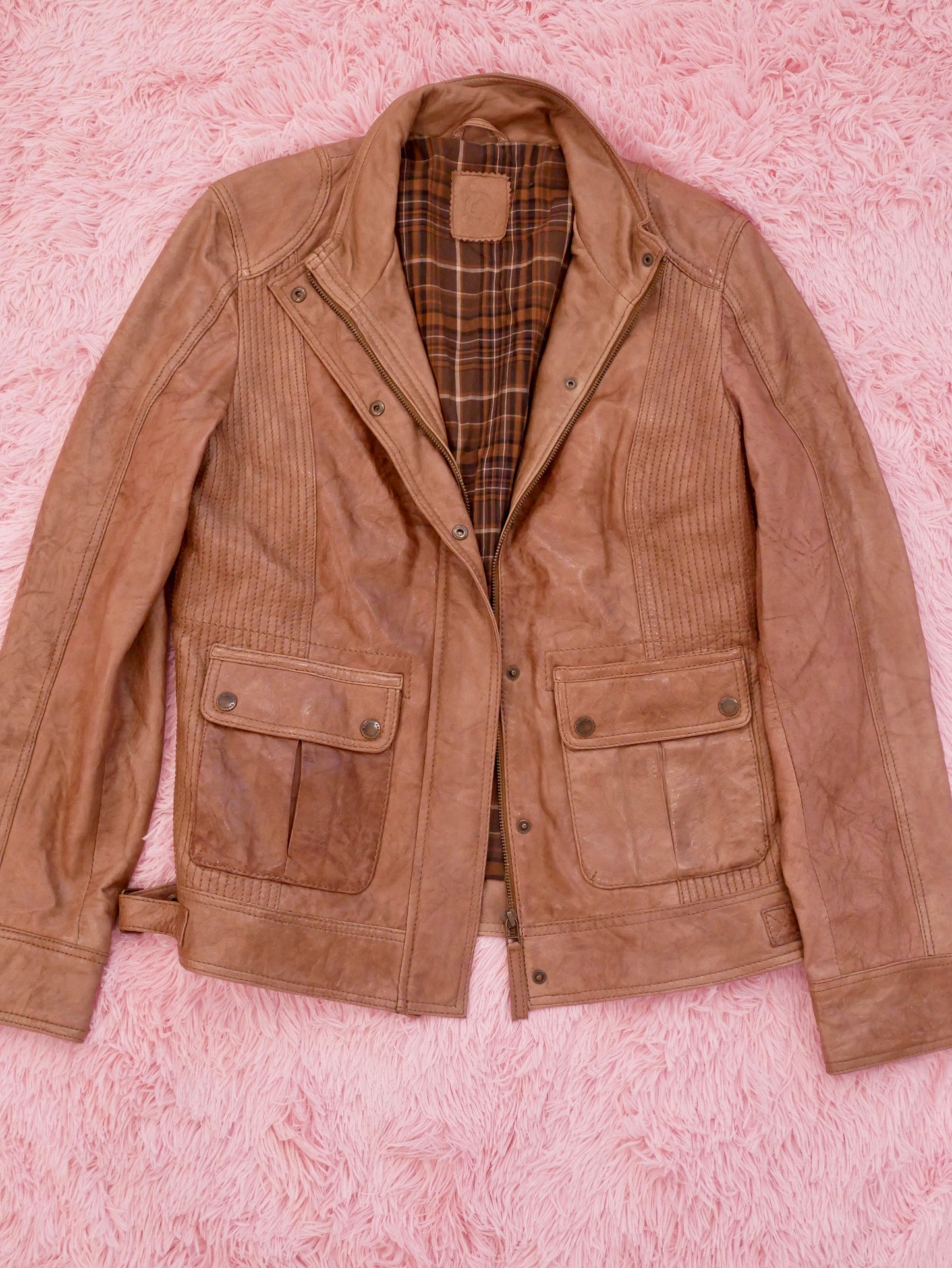 Brown Oversized Leather Jacket