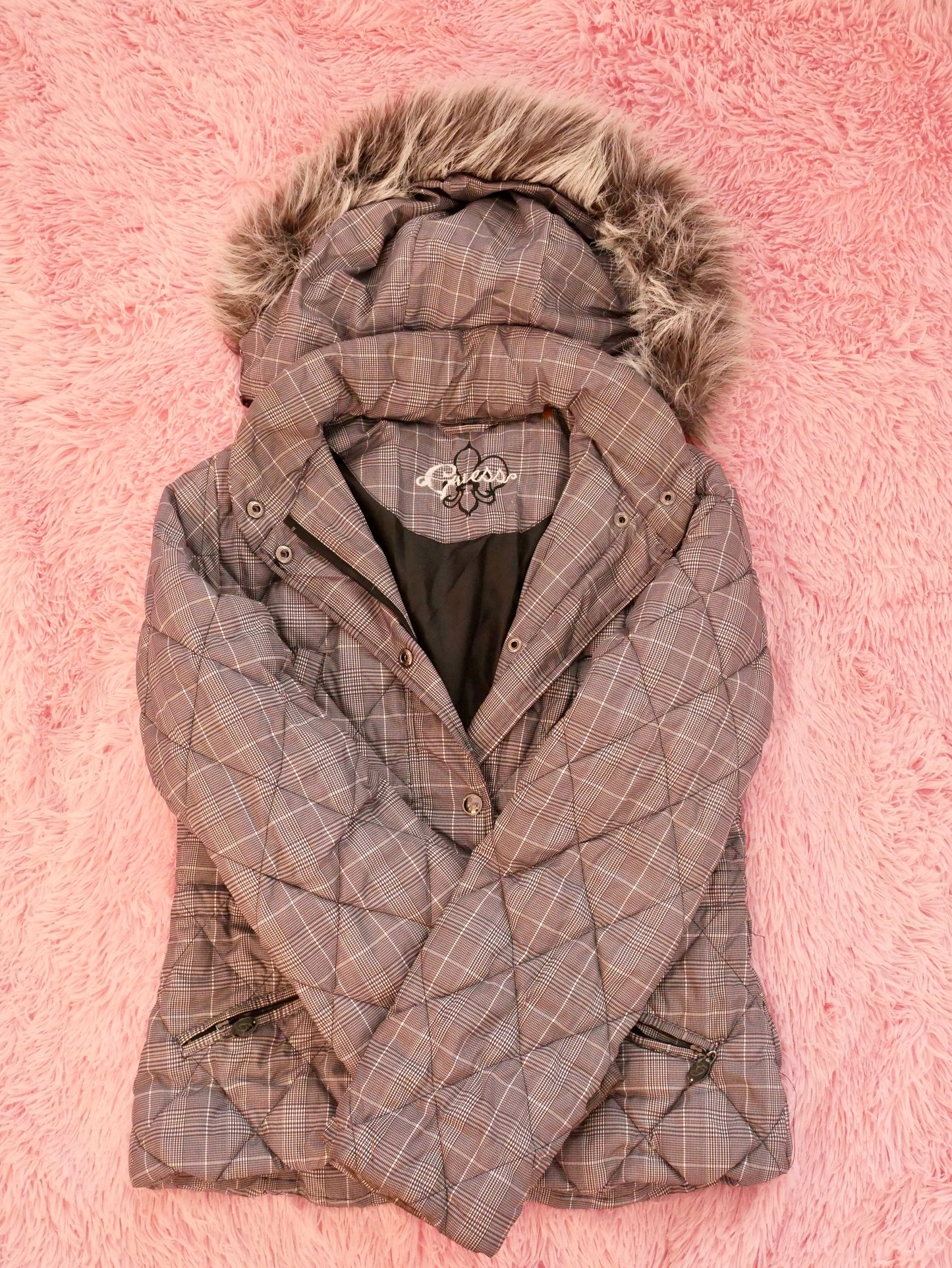 Fur-Trimmed Guess Coat