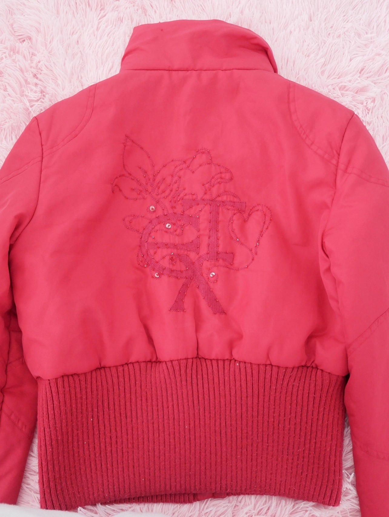 Red Cropped Bomber Jacket