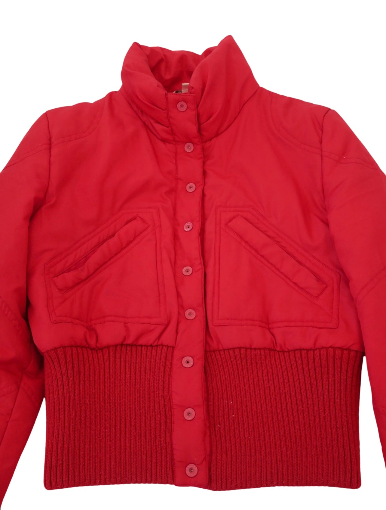 Red Cropped Bomber Jacket