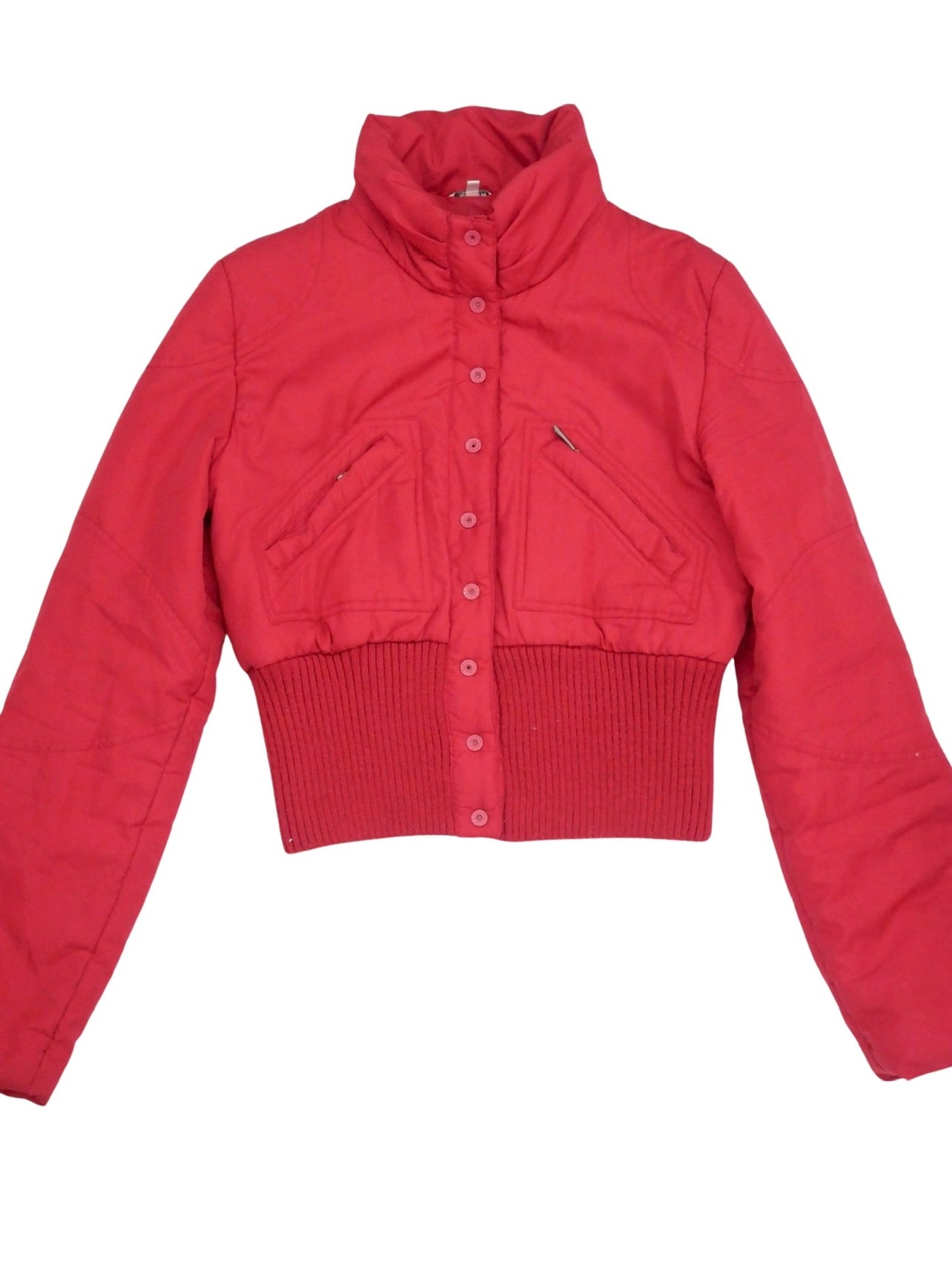 Red Cropped Bomber Jacket