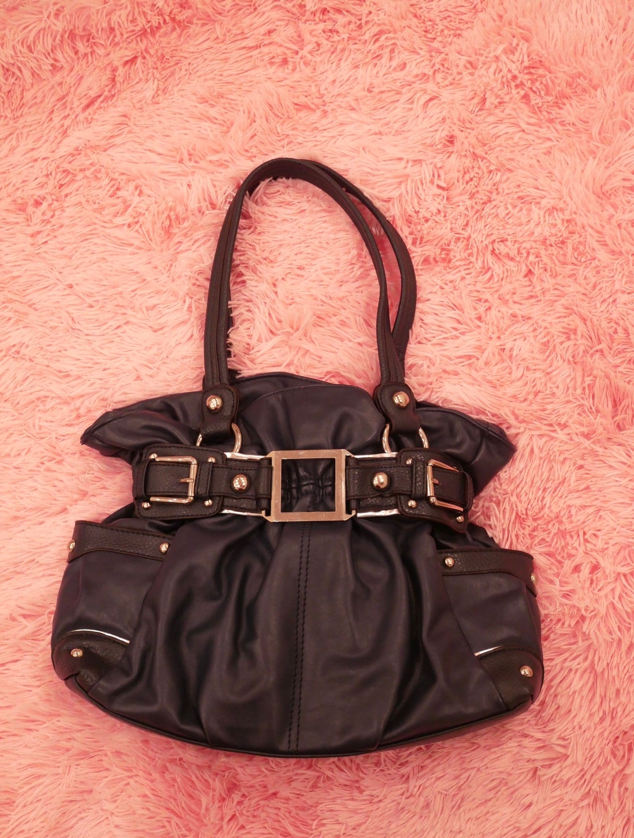 Navy Blue Belted Handbag