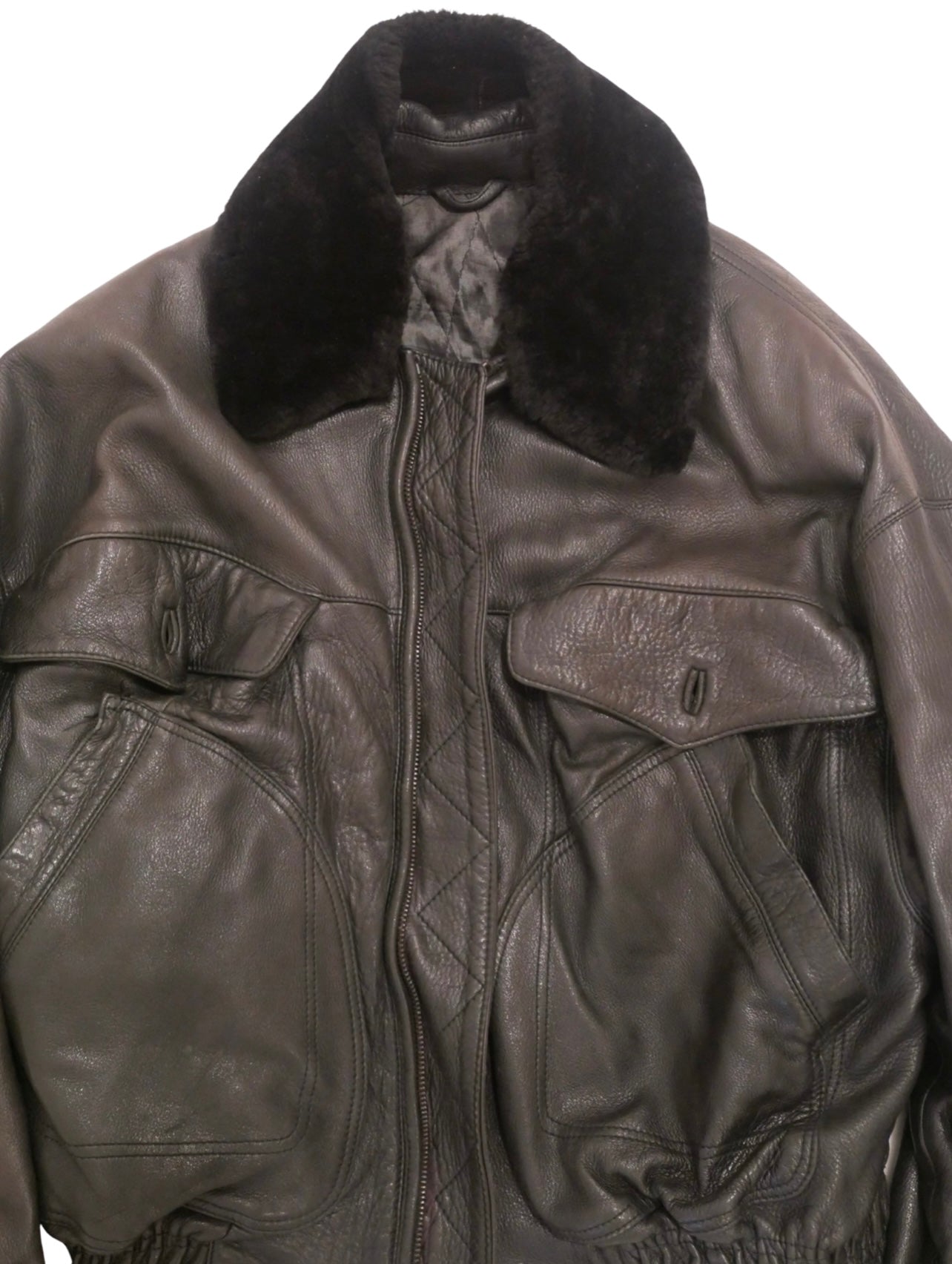 Black Fur-Trimmed Leather Coat
